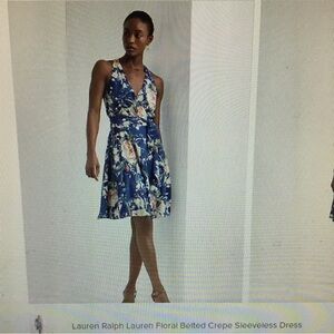 NWT Ralph Lauren Floral dress size 8 blue floral crepe